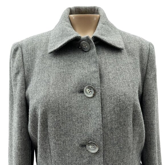 Banana Republic Gray Wool Blend Herringbone Long Sleeve Blazer Jacket Women's 6 - Picture 4 of 12